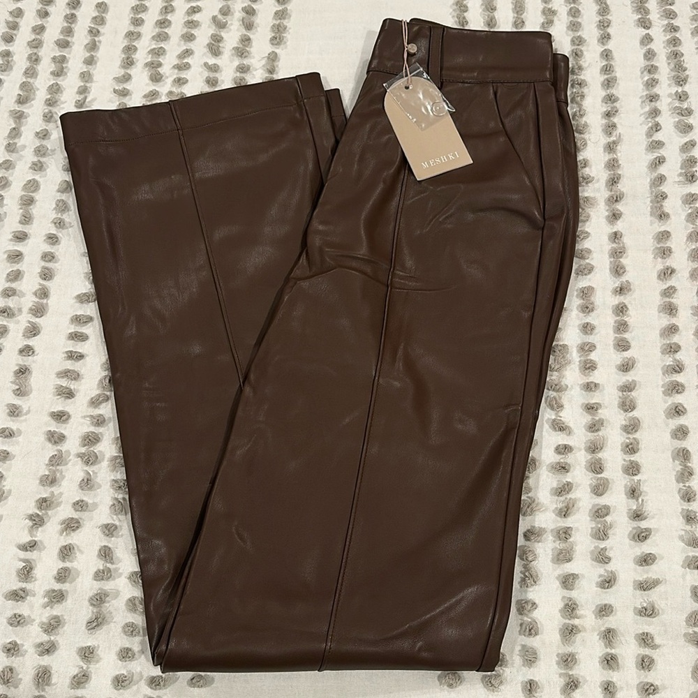 Meshki Brown Leather Pants